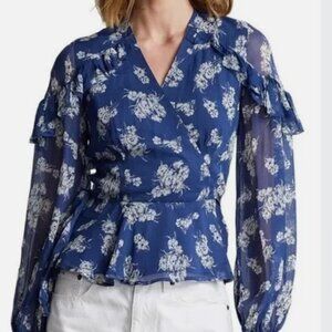 Polo Ralph Lauren Women's Wrap Around Ruffled Blouse